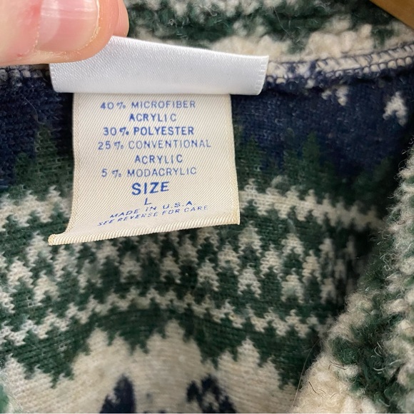TapeMeasure Vintage Nordic Snowflake Button Up Sweater Cardigan Sz L Made in USA - Picture 4 of 7